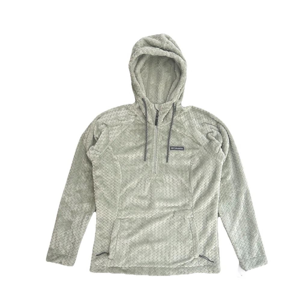 Columbia Half Zip Ruby Lake Women's XS‎ Fleece Hoodie Light Green Cozy Layering